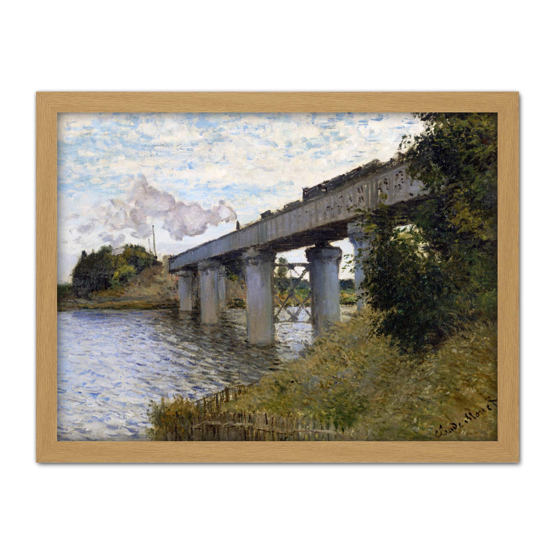 Claude Monet The Railroad Bridge In Argenteuil Large Framed Art Print Poster Wall Decor 18x24