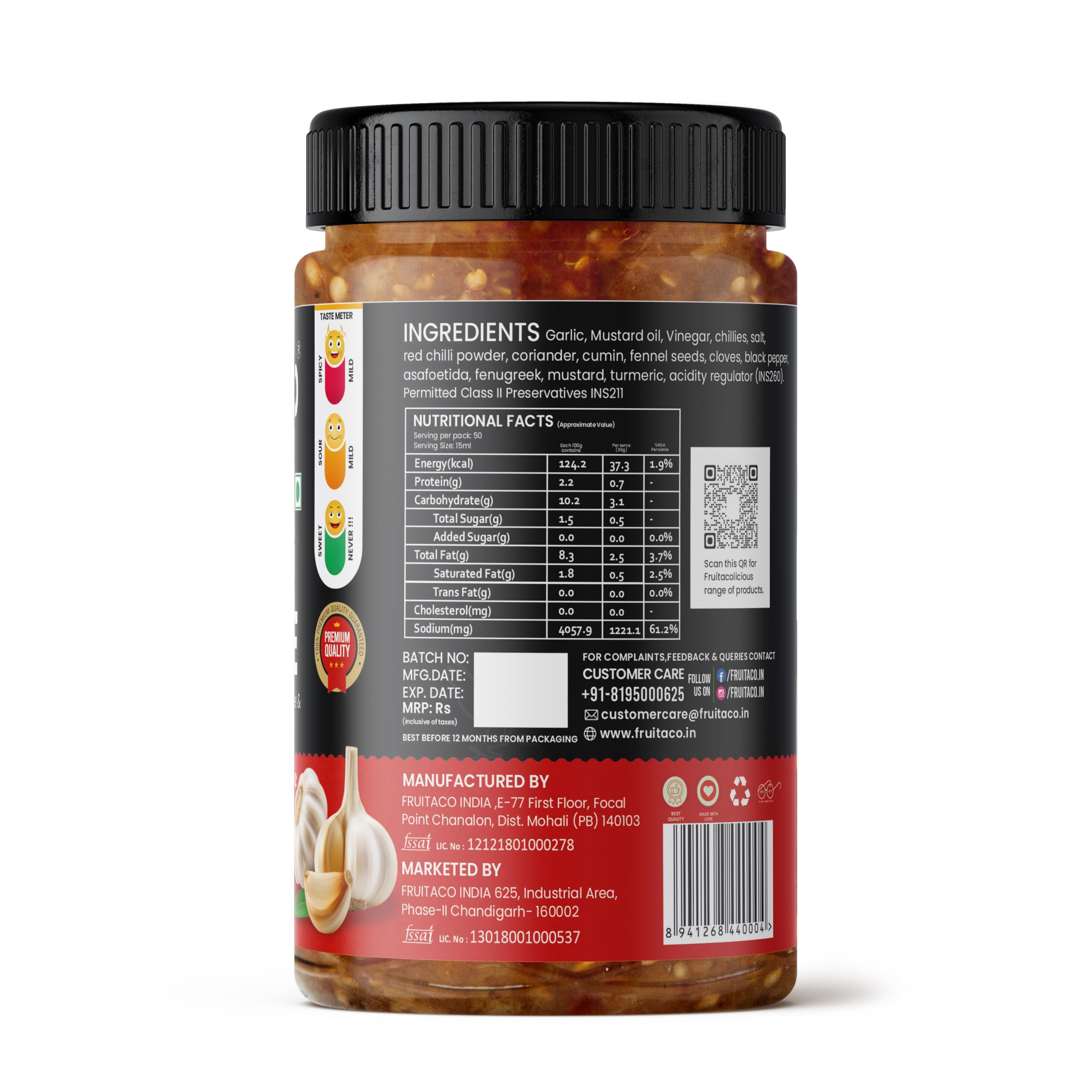 Fruitaco Garlic Pickle 1kg β Robust & Flavorful Indian Pickle for Garlic Lovers, Lahsun Ka Aachar 3