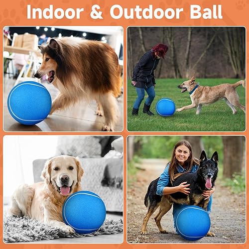 Miniatura 6 de QDAN Pelota de tenis gigante grande para perros pelota grande de 9.5 pulgadas para perros para jugar al aire libre, juguete grande para perros,