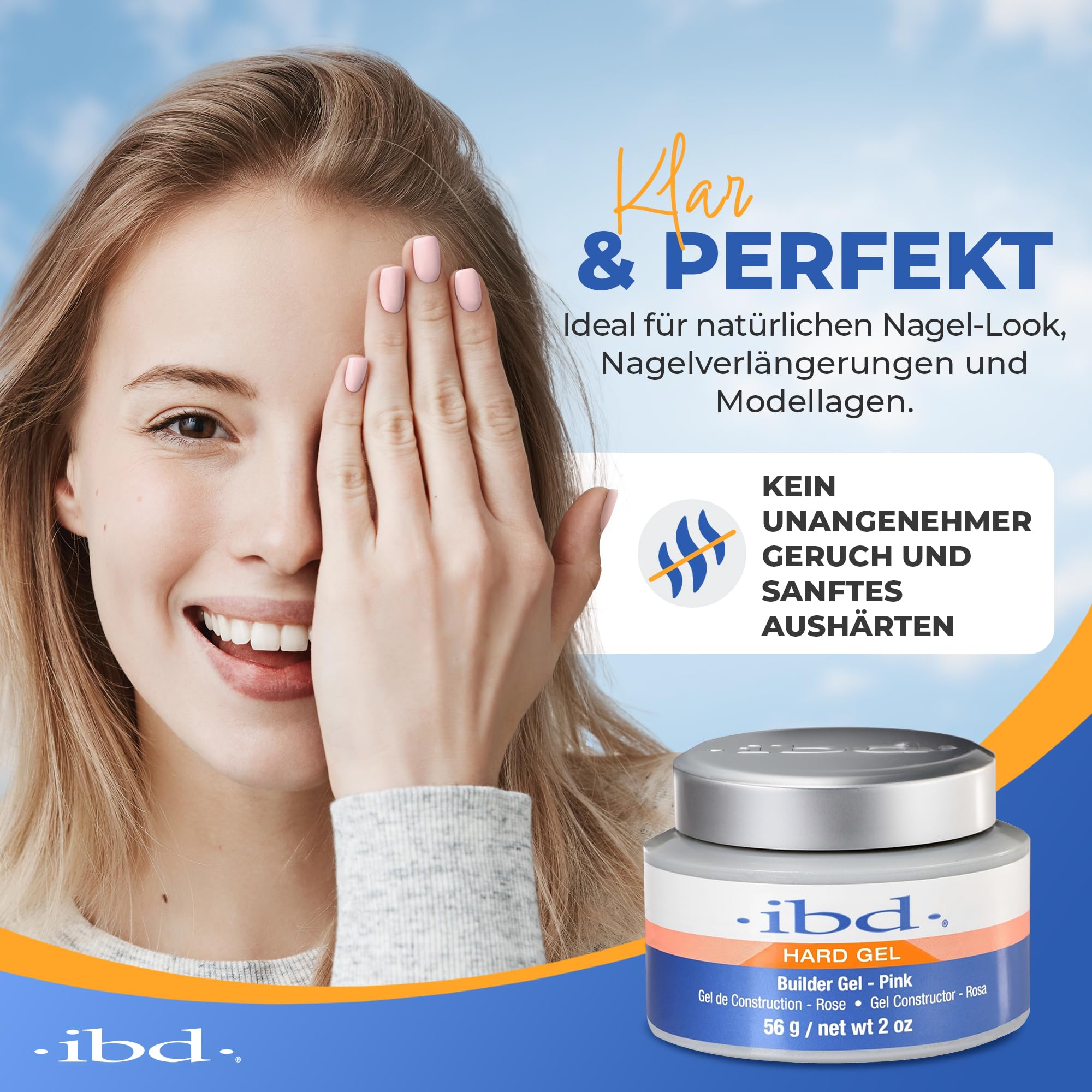 IBD Hard Gel - UV Builder Gel Pink, 1er Pack (1 x 56 g) – MADE IN USA – Premium Aufbaugel für Gelnägel