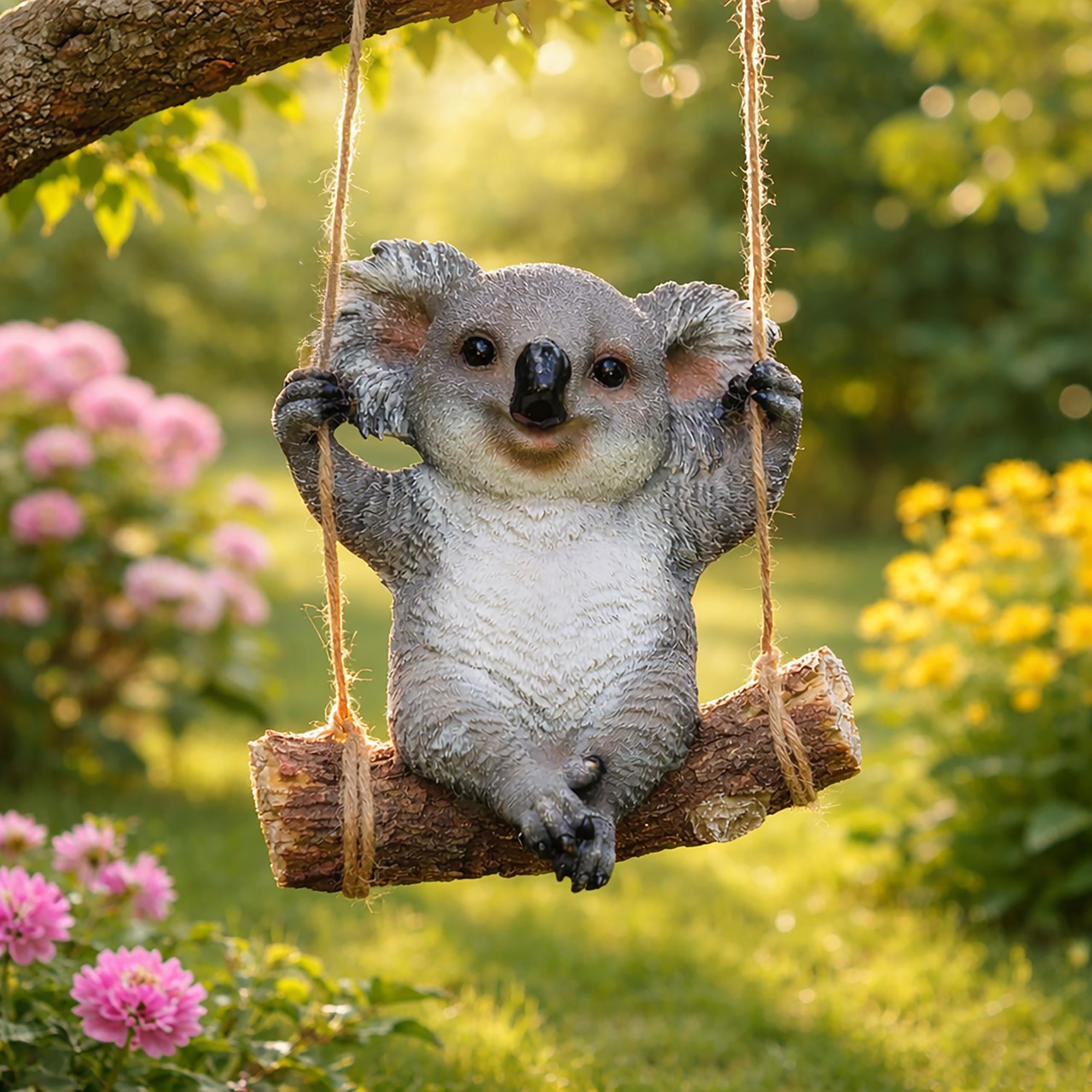 Swinging Koala On Log Rope Garden Ornament from B&Q