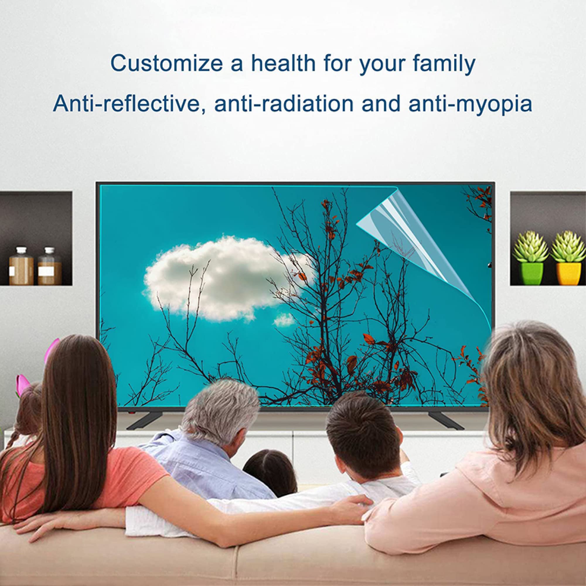 Protecteur d'écran à lumière bleue pour 32-75 pouces antireflet/anti-rayures/protection UV/filtre de film ultra-clair, soulage la fatigue oculaire, pour Smart TV 4K LED LG/clear / 55 Inches1221x689