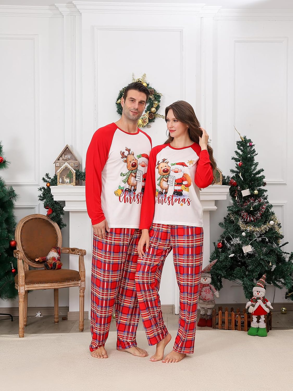 Family Christmas Pajamas Matching Sets Xmas Pajamas for Women/Men/Couples, 2 Piece Christmas Pjs Matching Set - Image 5