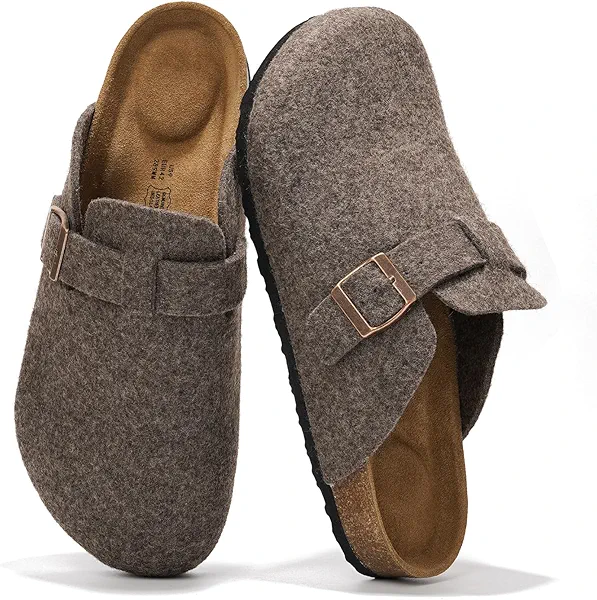 Project Cloud Mens Clogs - Full Grain Genuine Leather Memory Foam Clogs for Men Arch Support Cork Footbed - Non Slip Platform Mules (Brooklyn, Grey, 13)