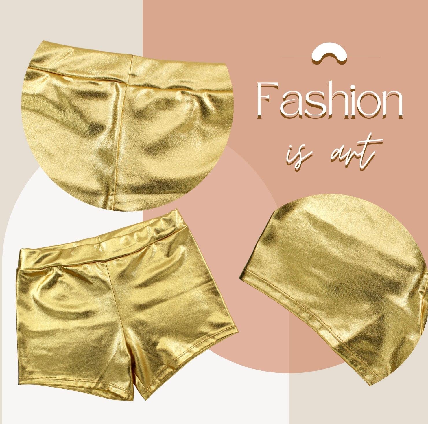 Pantaloncini in metallo lucido da donna, sexy da donna, per costumi da ballo, discoteca e feste