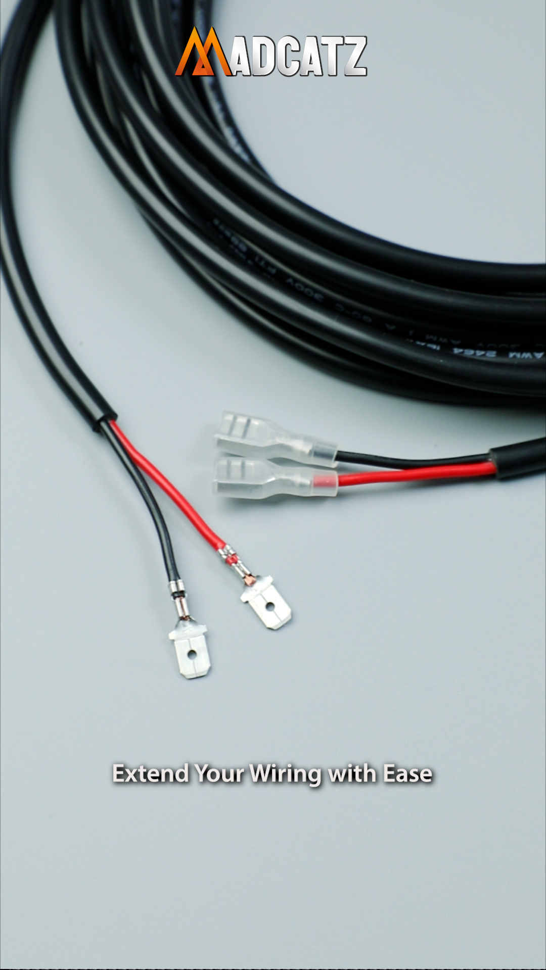 Image of MADCATZ 2PCS 16 AWG 3 Feet Wiring Harness Extension Kit for LED Light Bar, Work Light, Off Road Lights, Fog Light, Boat Lighting - Plug & Play Wire Cable, Black (2 Packs)