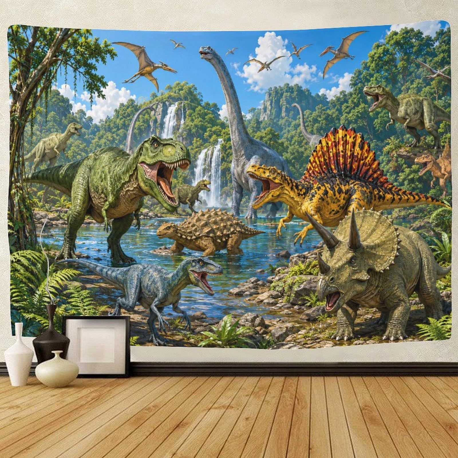 ASDFGHJKLZA Dinosaur World 3D Print Wall Art Decor Tapestry for Bedroom Tapestries Home Decoration Curtain Bedroom College Dorm 150cmx200cm