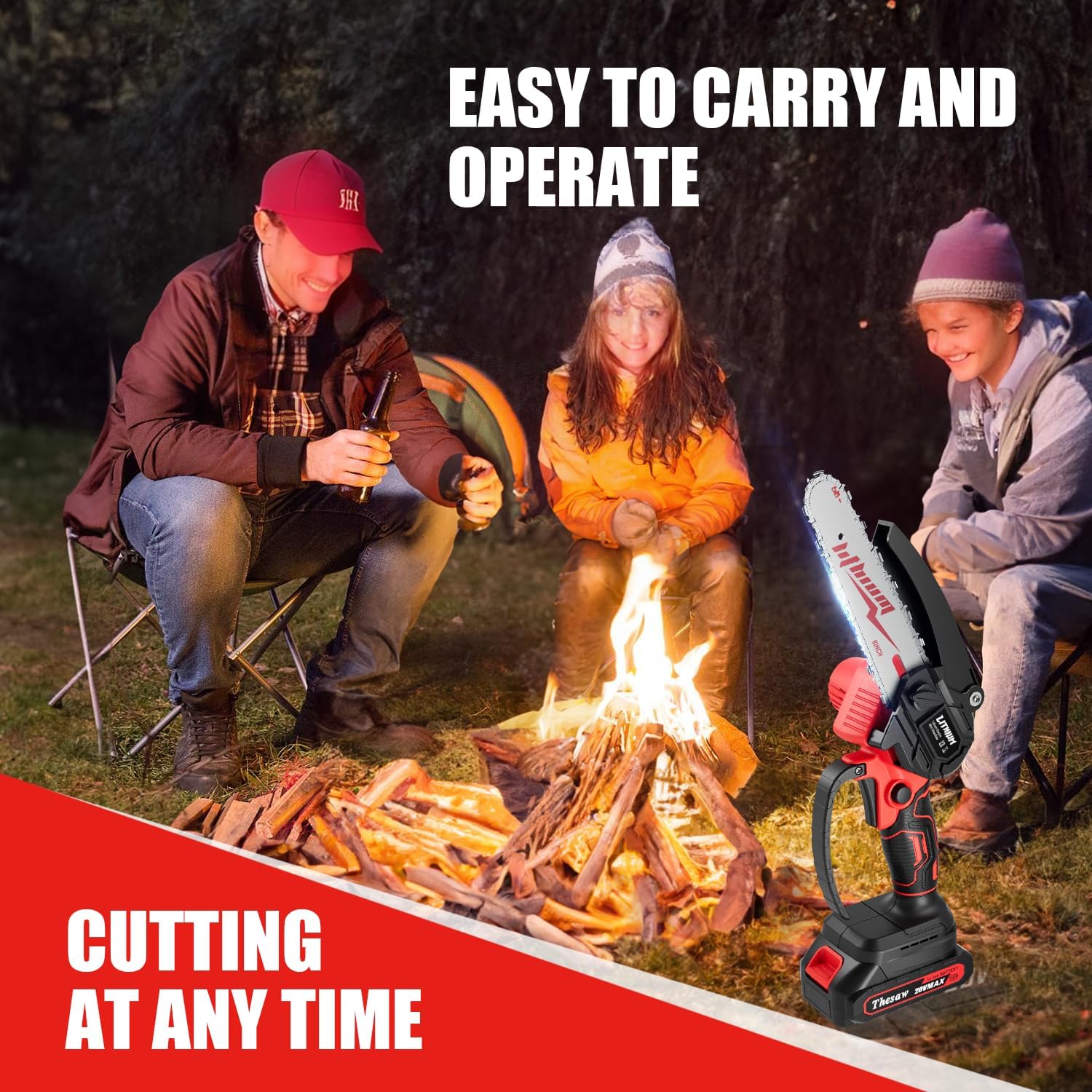 Mini Chainsaw Cordless 6 Inch, Handheld Electric Power Chain Saw with 2 Batteries, Portable Battery Powered Chainsaws for Tree Trimming Wood Cutting, Best Gifts for Dad, Husband,Women