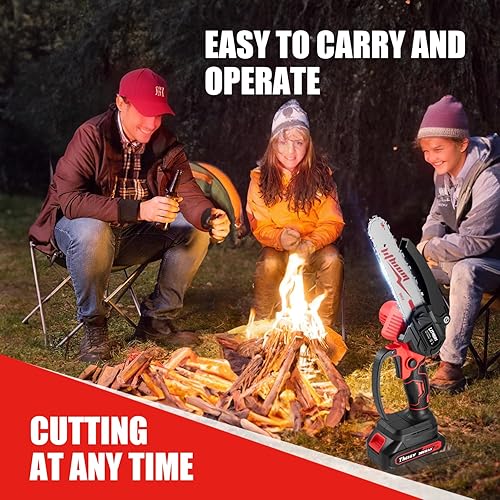 Miniatura 6 de Mini motosierra inalámbrica de 6 pulgadas, motosierra eléctrica de mano con 2 baterías, motosierras portátiles a batería para cortar árboles, cortar