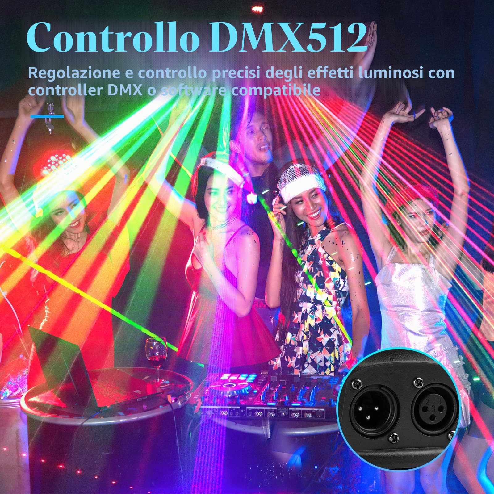 Luce da discoteca per feste, Moving Head, LED RGB, proiettore DJ, controllo musicale, DJ, effetto DMX, per KTV, riunioni di famiglia, matrimonio, compleanno, Halloween (T100)