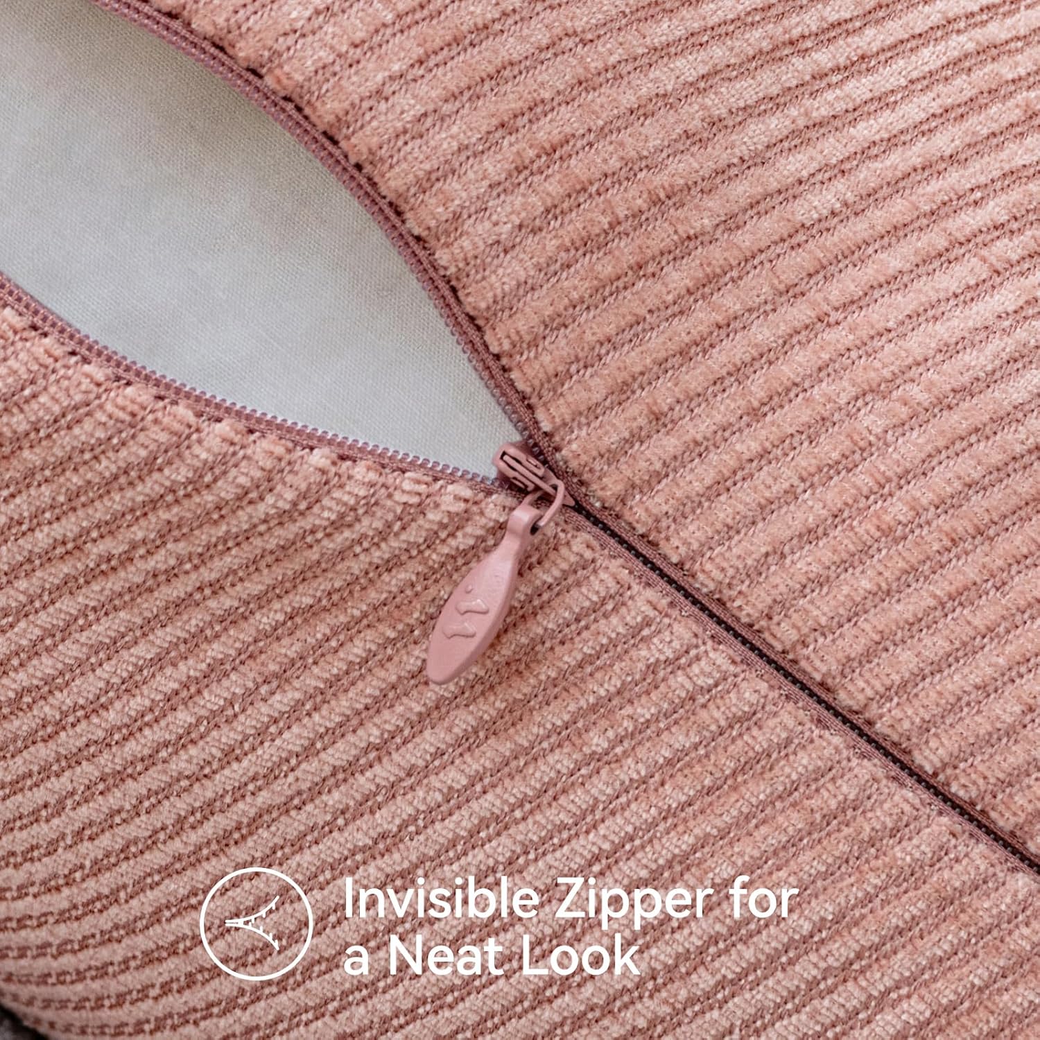 a moment Pack of 2 Decorative Chenille Throw Pillow Covers with Twill Cushion Covers for Sofa Living Room Couch Bed 20x20 Inch Blush Pink