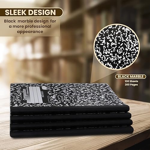 Miniatura 4 de Cuadernos de composición, diarios de escritura de papel de rayas anchas, libros de composición de cubierta de mármol, 100 hojas, cuadernos