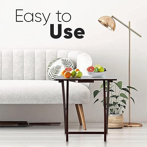 Miniatura 50 de PJ Wood Mesa rectangular plegable portátil para servir aperitivos, construcción de madera maciza con acabado natural (juego de 4 piezas)