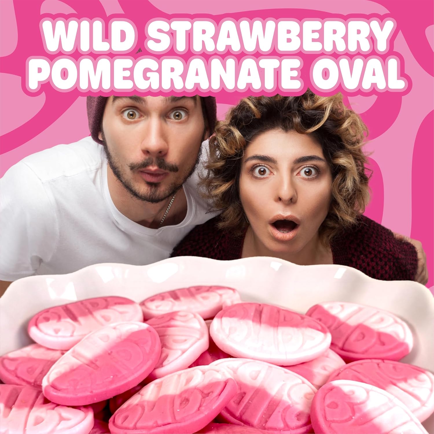 Bubs Swedish Candy - Wild Strawberry Pomegranate Sweet Ovals, Authentic Swedish Flavor in Every Bite, Perfect for Satisfying Your Sweet Tooth (1 LB)