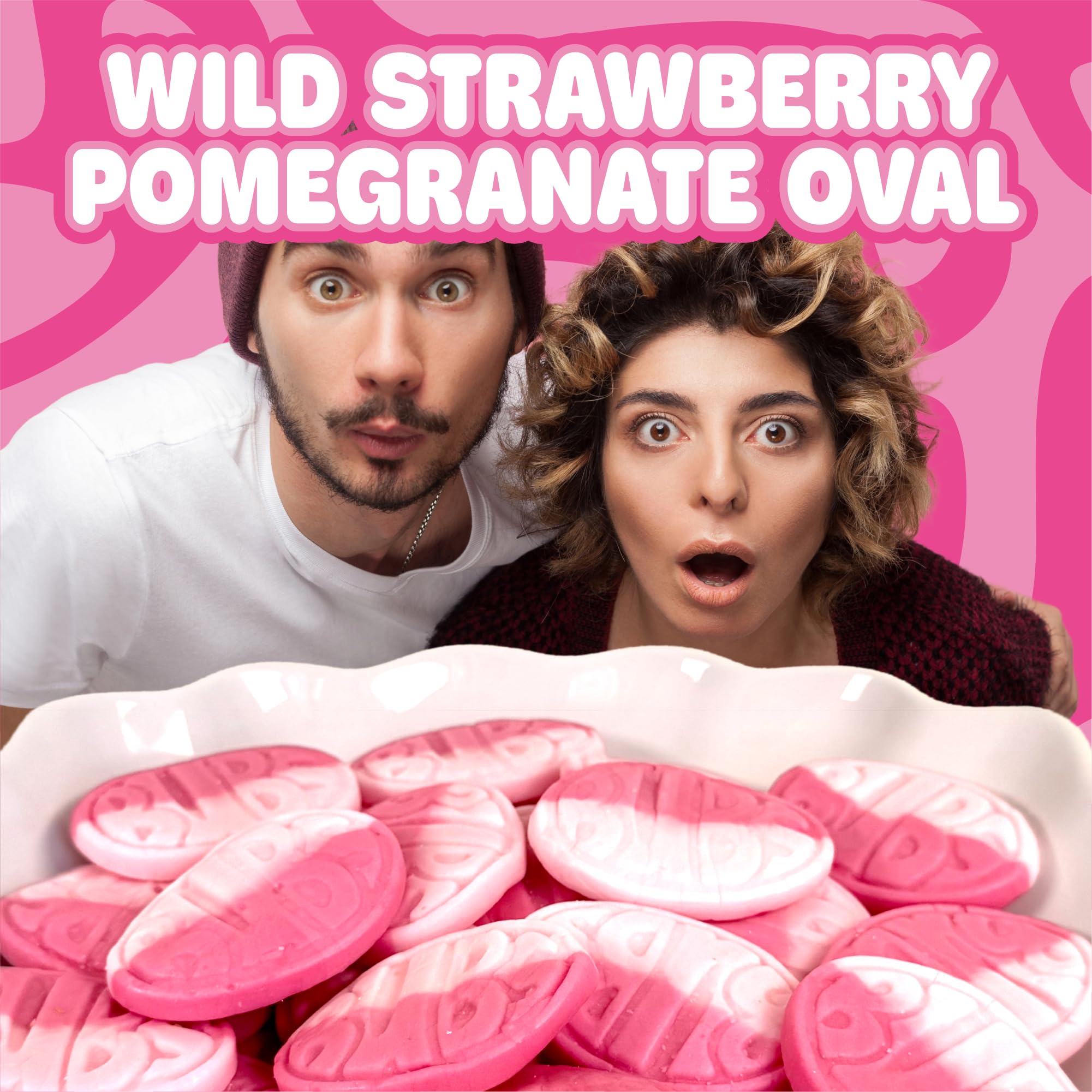 Bubs Swedish Candy - Wild Strawberry Pomegranate Sweet Ovals, Authentic Swedish Flavor in Every Bite, Perfect for Satisfying Your Sweet Tooth (1/2 LB)