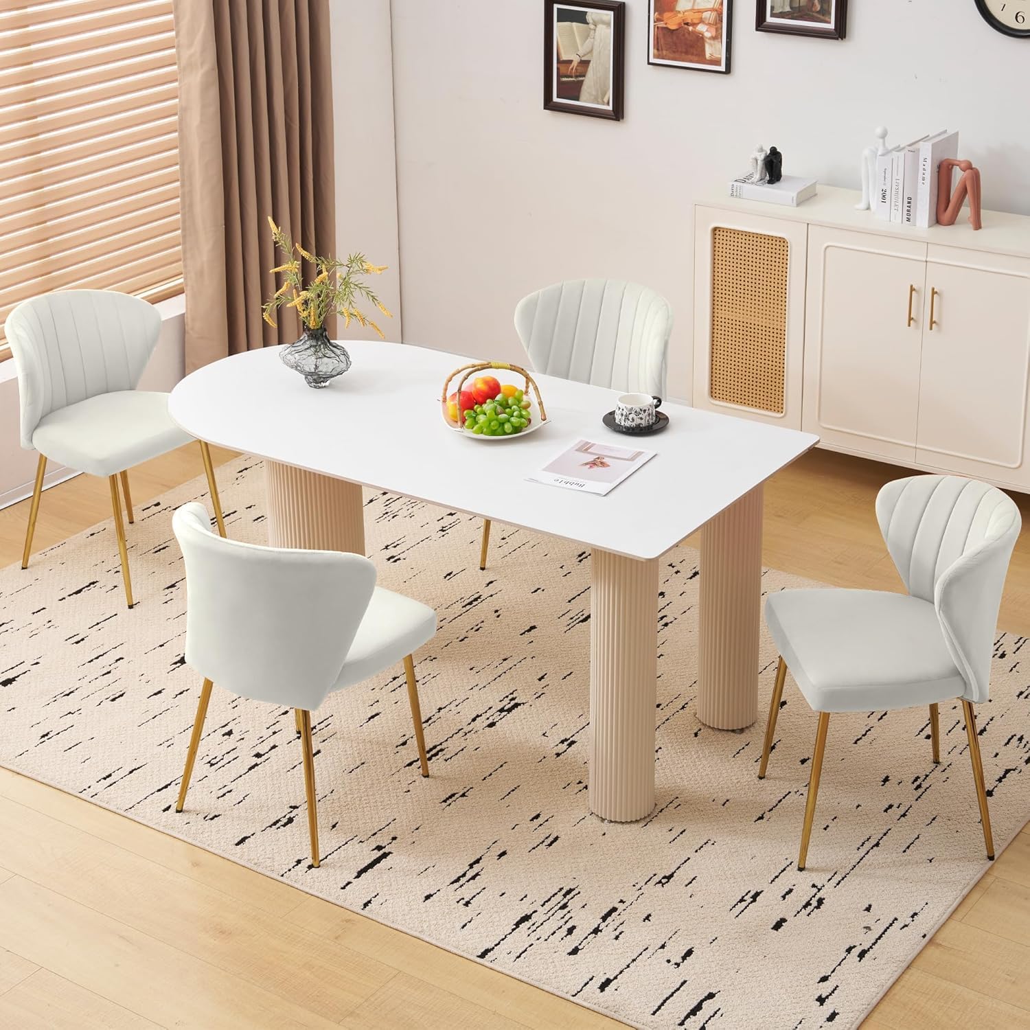 Set di 2 sedie per sala da pranzo, sedia imbottita moderna, in velluto, sedia da cucina con schienale, sedia ergonomica con gambe dorate, sedia da pranzo per soggiorno, cucina, camera da