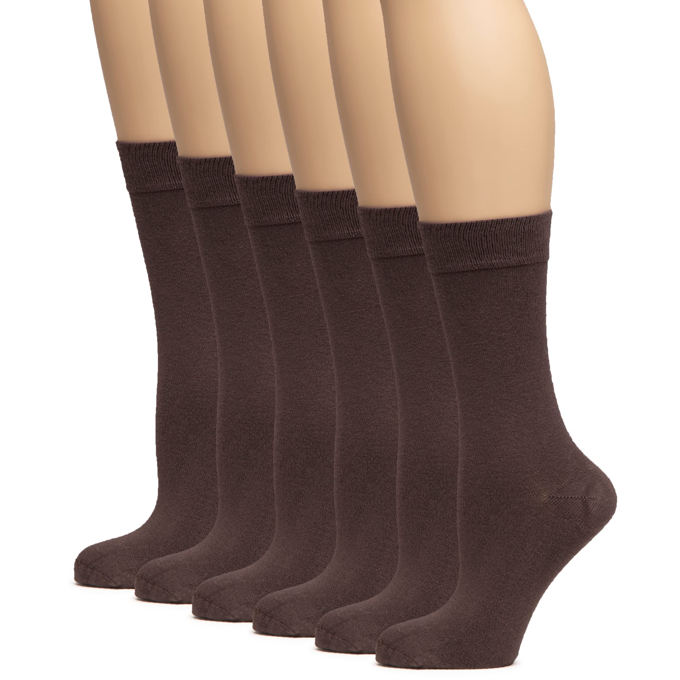 Hugh Ugoli Women's Thin Soft Rayon Derived from Bamboo Crew Socks for Dress, Trouser, Seamless Toe &amp; Non-Binding, 5-8/9-11