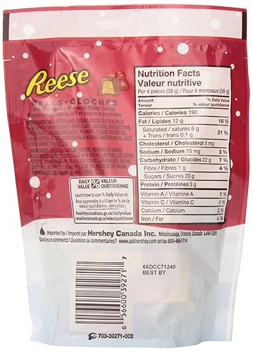 Miniatura 3 de Reese Campanas de caramelo de mantequilla de maní navideñas de 5.68 oz importadas de Canadá