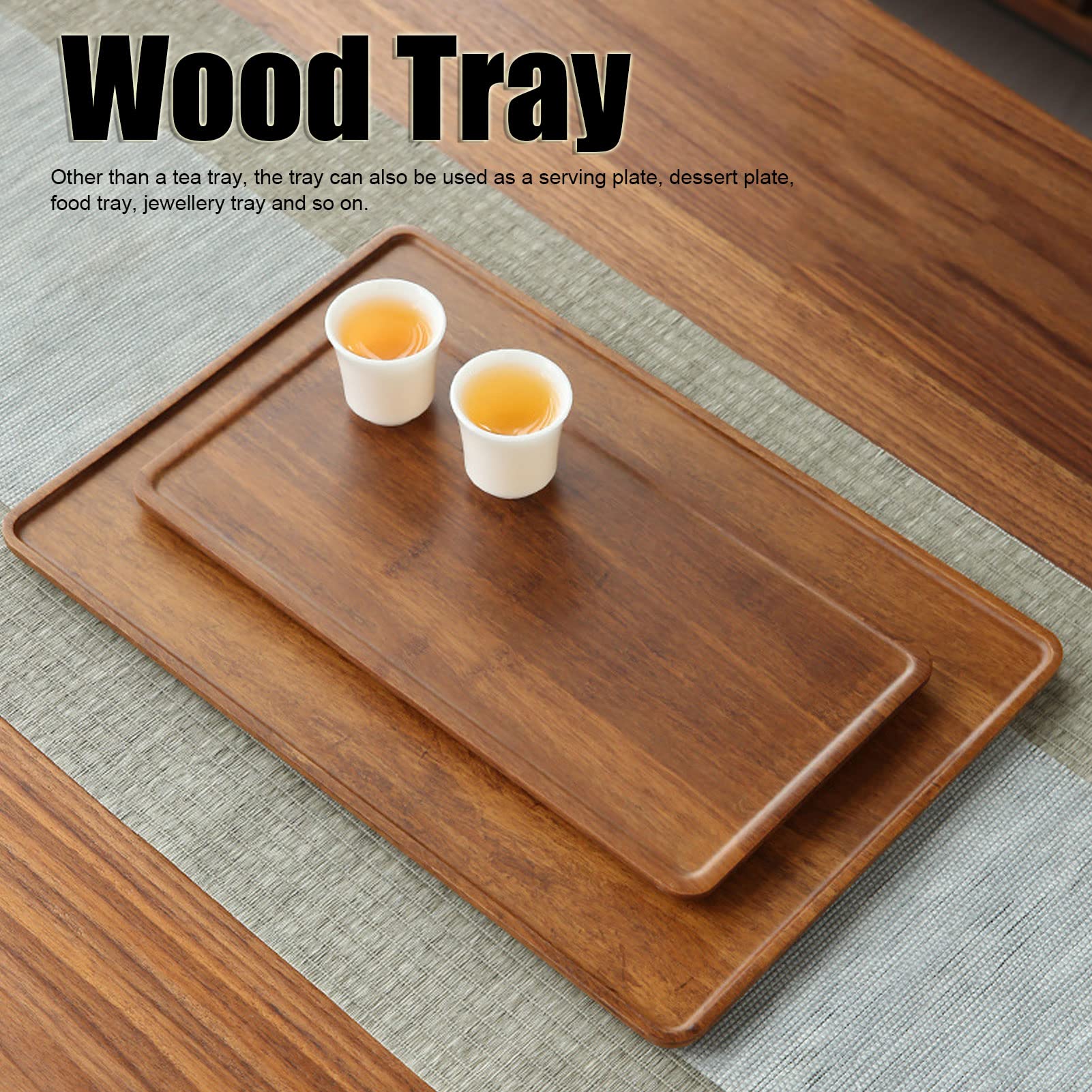 Jeanoko Plateau à Pain, Assiette de Service en Bambou au Joli Design, Large Application pour la Maison (Grand : 50 X 35 X 10 cm / 19,7 X 13,8 X 3,9 Pouces)