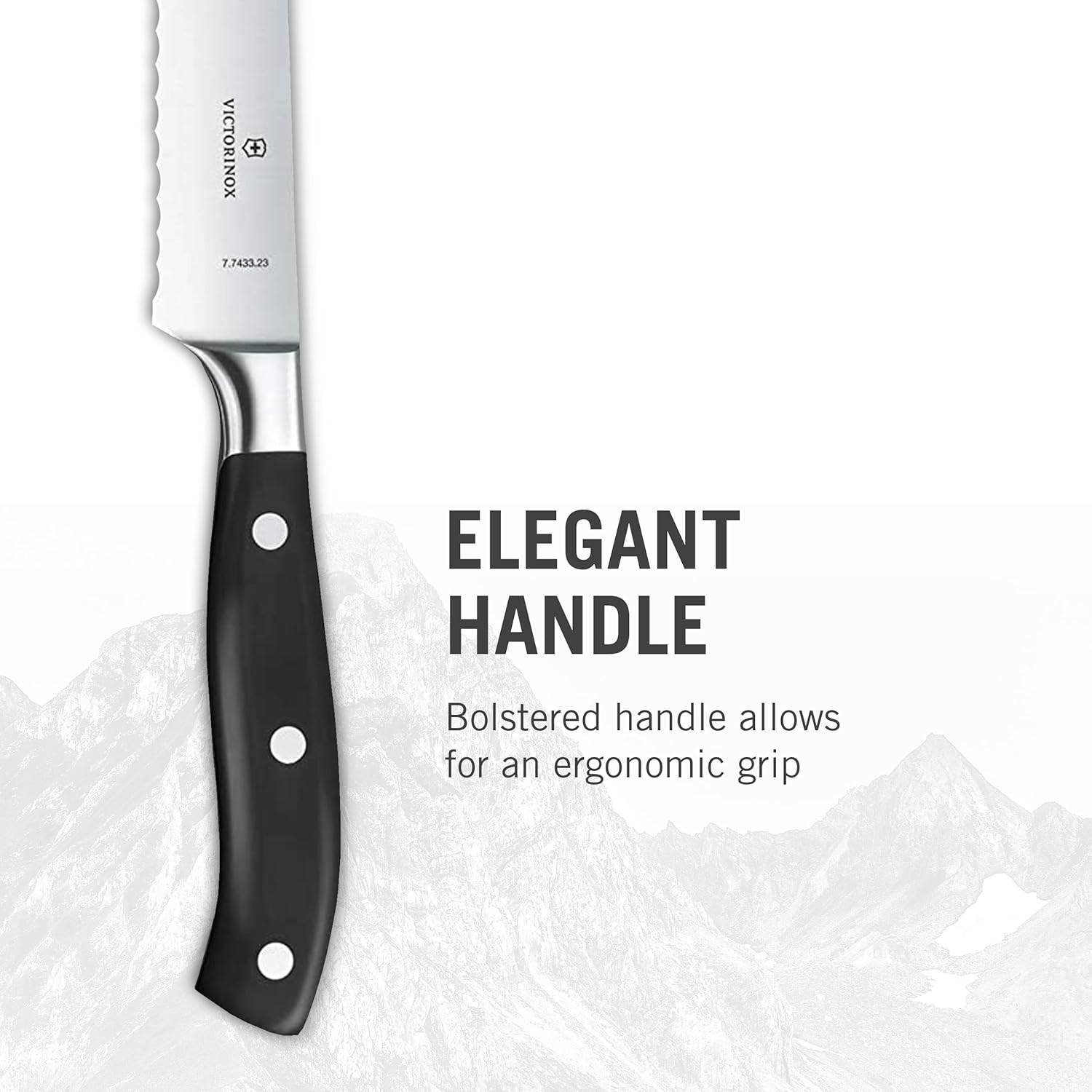 Victorinox Grand Maitre Bread Knife - Serrated Kitchen Knife for Cutting Bread, Fruit & Vegetables - Premium Kitchen Accessory - Black Handle, 9"