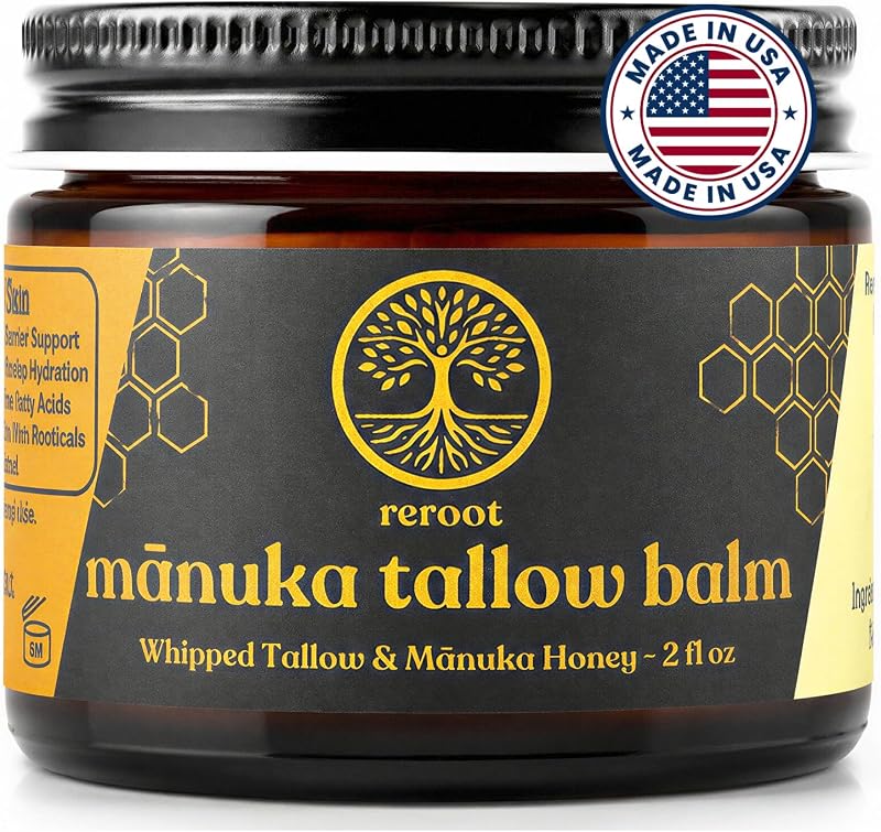 Reroot Organics Bálsamo Corporal com Sebo Bovino e Mel de Manuka Sem Fragrância, Textura Aerada, 56 g