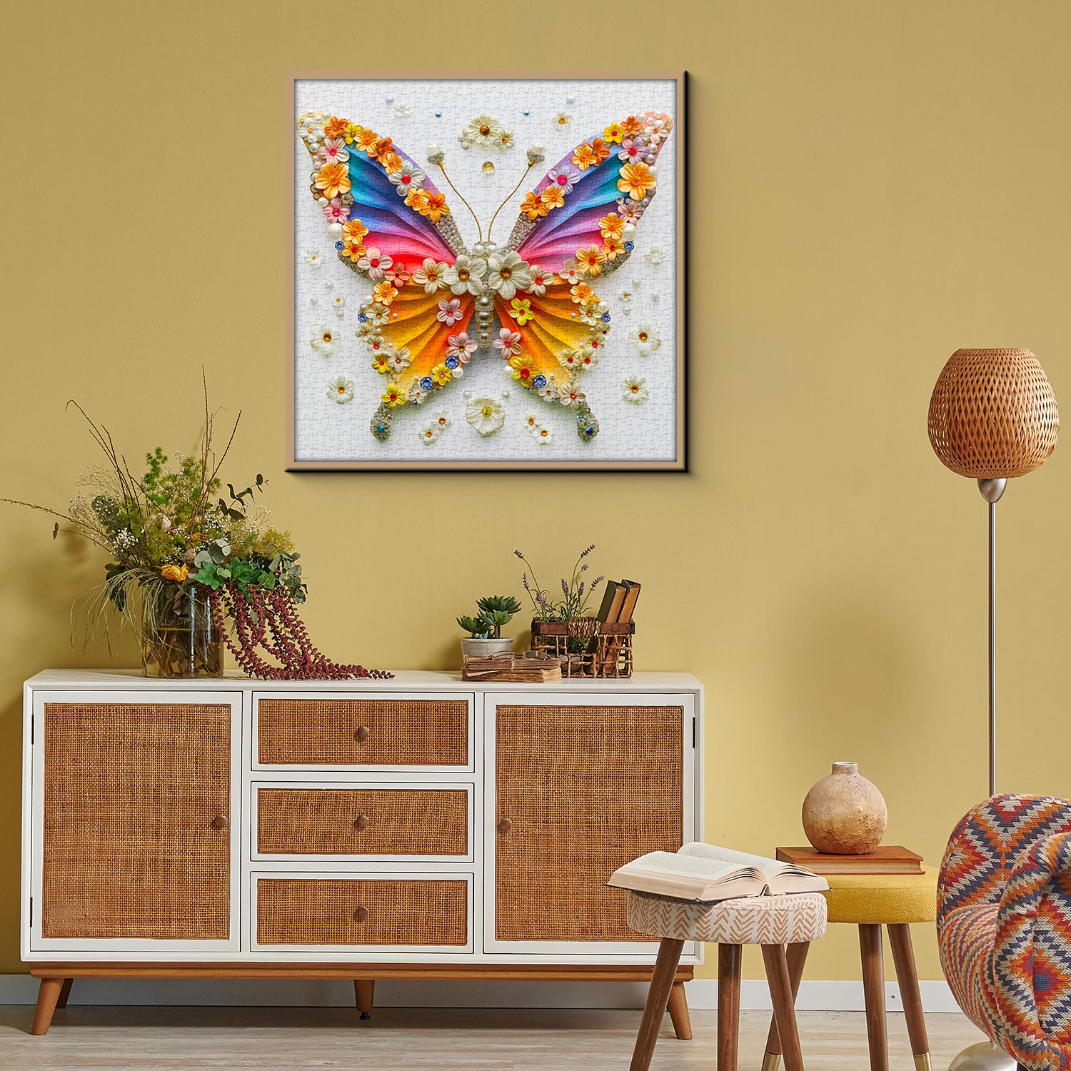 Rainbow Butterfly Puzzles for Adults 1000 Pieces, Flower Butterfly Wings Jigsaw Puzzles, Colorful Jewels Animal Puzzle as Home Decor - Image 6