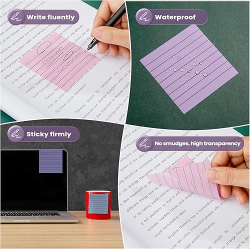 Miniatura 6 de Notas adhesivas transparentes con caja de regalo de Navidad, 6 blocs de 3 x 3 pulgadas con forro Morandi y blanco transparente translúcido