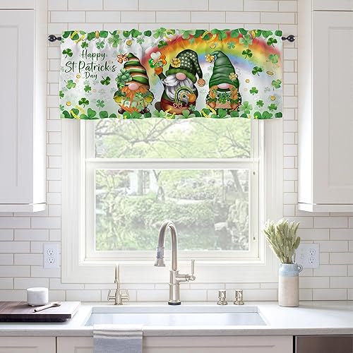 Miniatura 2 de Cenefas de cocina del día de San Patricio para ventanas, decoración del día de San Patricio, cortinas de cenefa de cocina con bolsillo para barra,