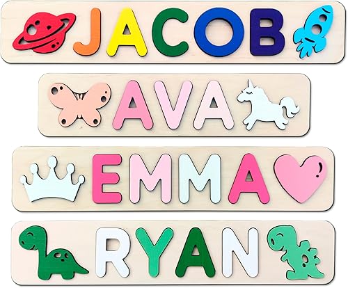 Personalized Wood Name Puzzle Montessori Toys Nursery Decor Customized Puzzle Educational Toys Sensory Toys Name Sign for Nursery 1st birthday Girl