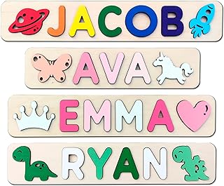 Personalized Wooden Name Puzzle Baby Name Puzzle Customized Educational Toys for Toddler Sensory Toys 1st Birthday Girl Custom Gifts for Kids Personalized Baby