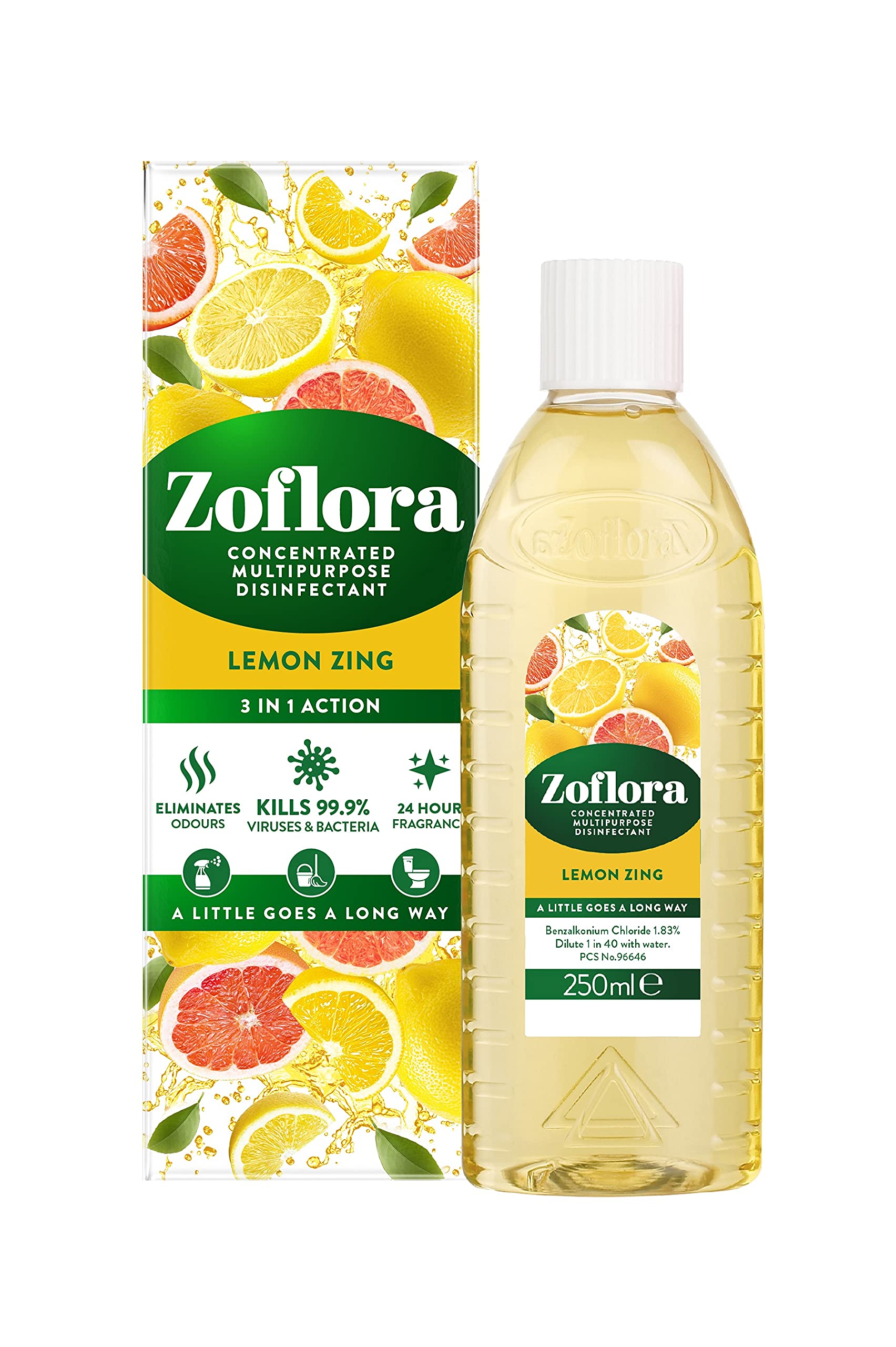 Buy Zoflora Lemon Zing 6pc x 250ml, Concentrated Antibacterial