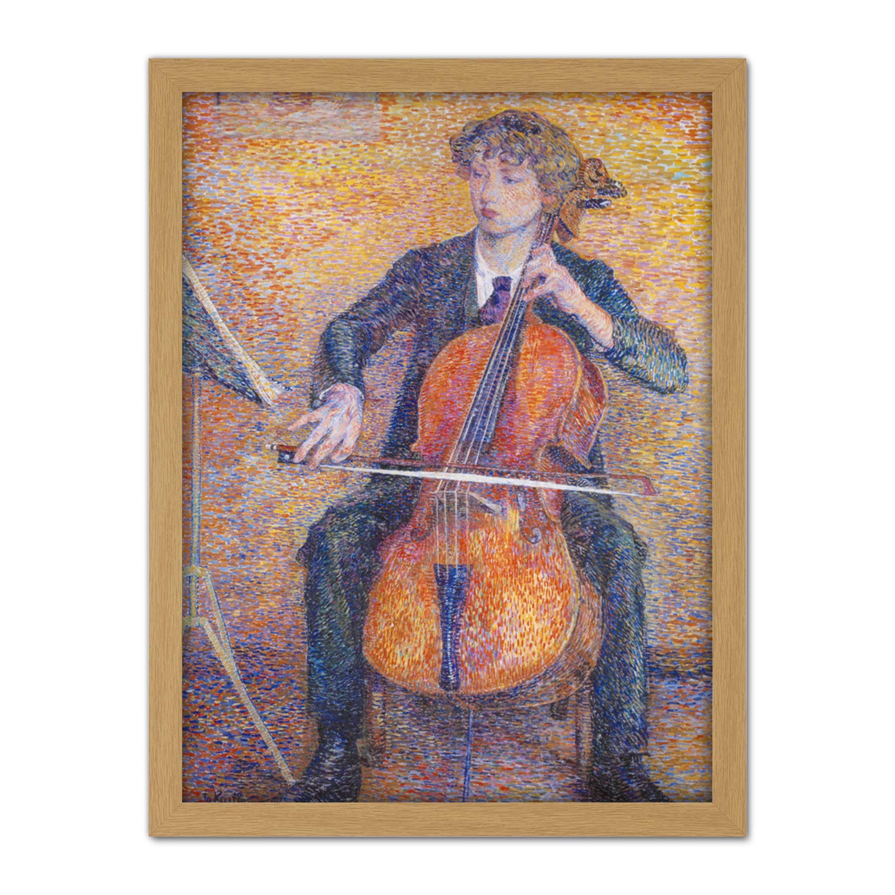 Artery8 Koster Young Man Playing Cello 1910 Painting Artwork Framed Wall Art Print 18X24 Inch