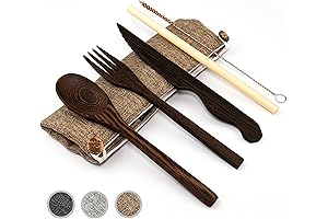 Jungle Culture Premium Reusable Bamboo Utensils for Camping, Travel