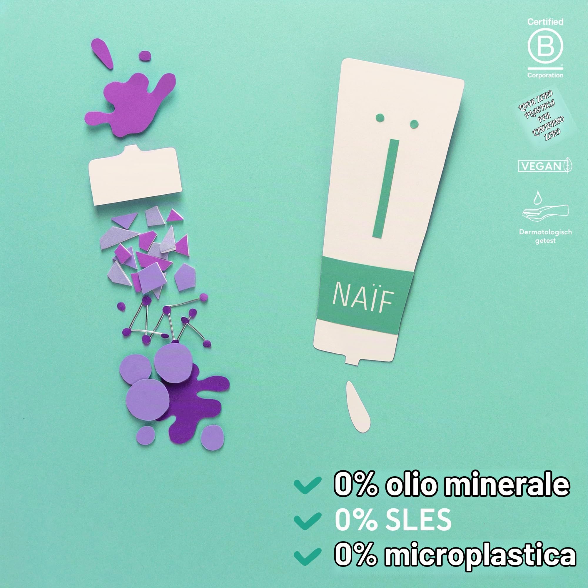 Naïf - Crema solare con formula minerale - per bambini e ragazzi - SPF 50 - Senza octocrilene - Protezione UVA e UVB - Dermatologicamente testata - Rispettosa dell'ambiente e dei coralli - 175ML