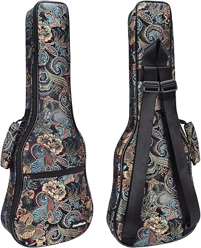 CLOUDMUSIC Funda para ukelele bordada con patrón floral vintage, 0.394in (flores de pavo real, soprano)
