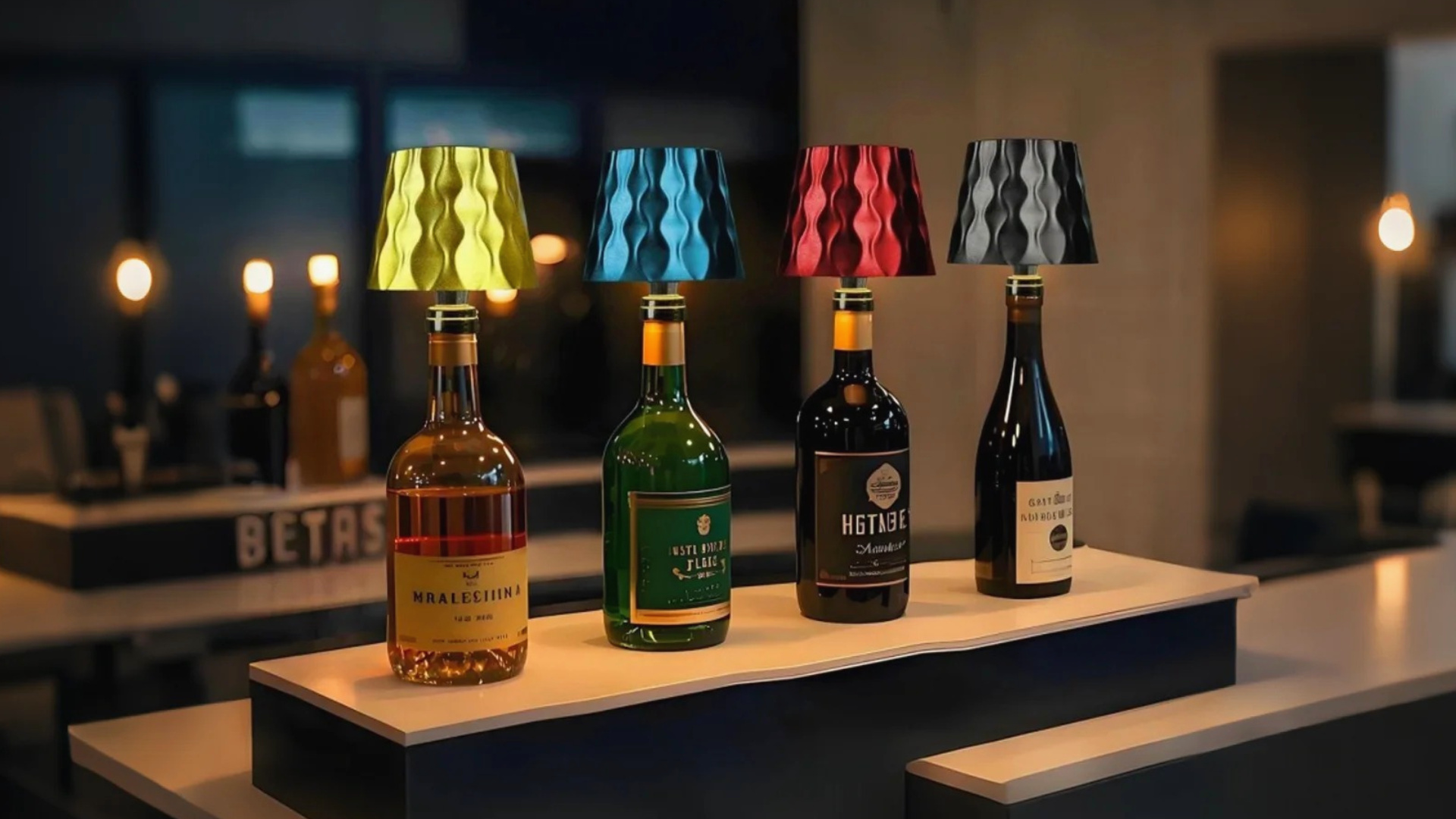Lampada Da Bottiglia LED Ricaricabile – 3 Colori Dimmerabile, Wireless Per Bottiglie Di Vino, Batteria 2000mAh, Per Atmosfera Da Interno/esterno