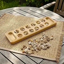 Clássico, Jogo de Tabuleiro em Impressão 3D, 27x8 cm, com 48 Pedras Naturais, Jogo de Estratégia para Todas as Idades Africano