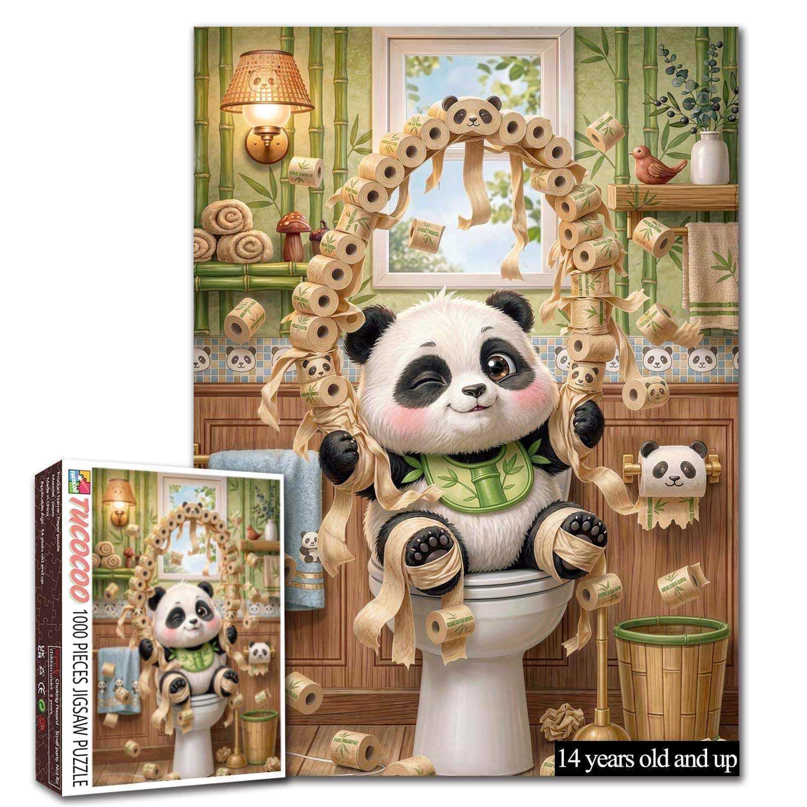 Cute Panda Toilet Paper Puzzle for Adults Funny Animal Bathroom Puzzle
