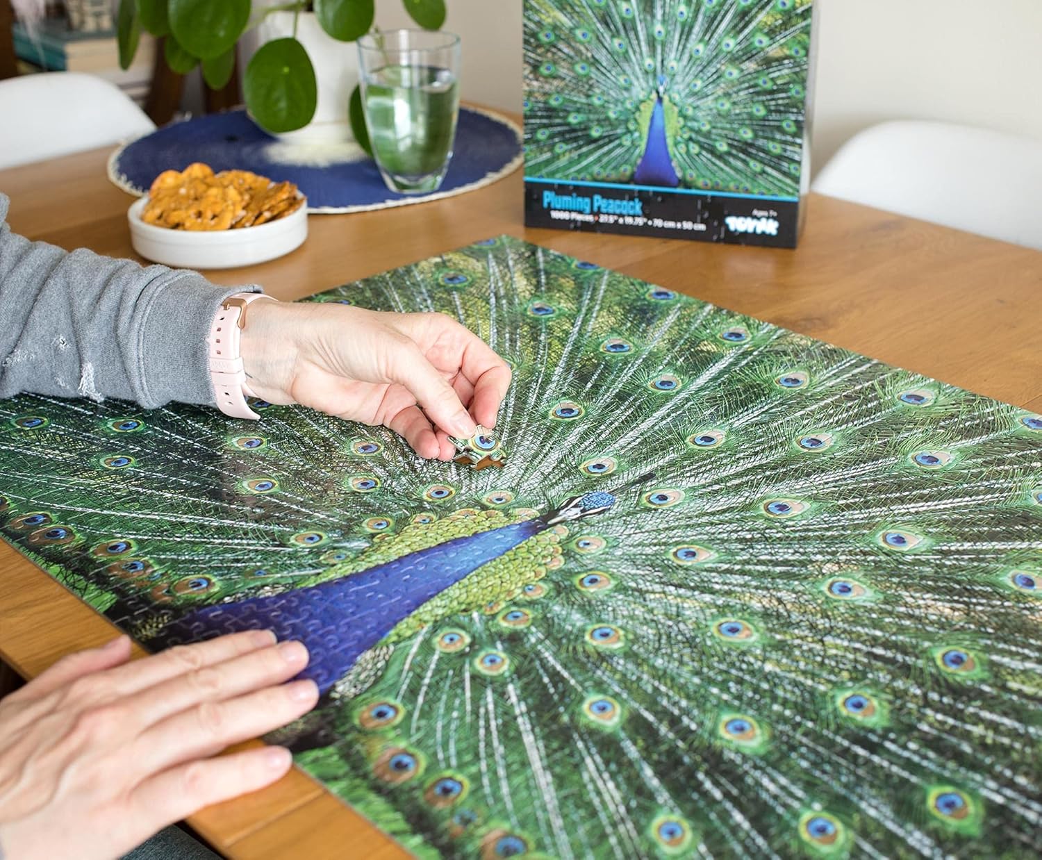 Peacock Plume Wild Zoo Animal 1000 Piece Jigsaw Puzzle for Adults and Kids | Interactive Brain Teaser Board, Educational Toys & Games for Home, Quarantine Gift Ideas | 28 x 20 Inches