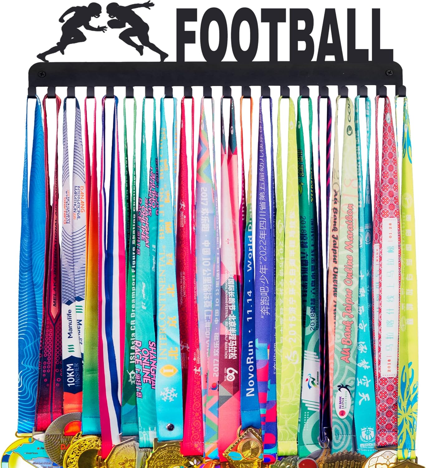 Goutoports Personalized Medal Hanger Display - Durable Metal Display Holder Rack for Over 60 Medals, Easy Installation for Sports Collectibles