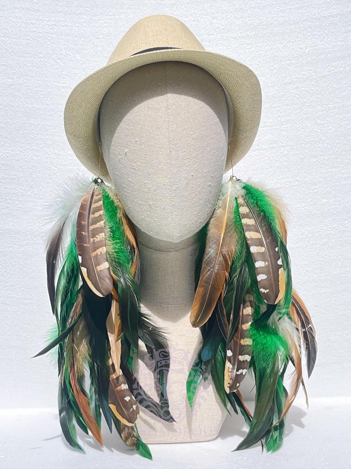 Green Feather Chandelier Earrings, Boho Statement Dangle for Women, Lightweight Handmade Festival & Party Jewelry, Gift for Her - Image 7