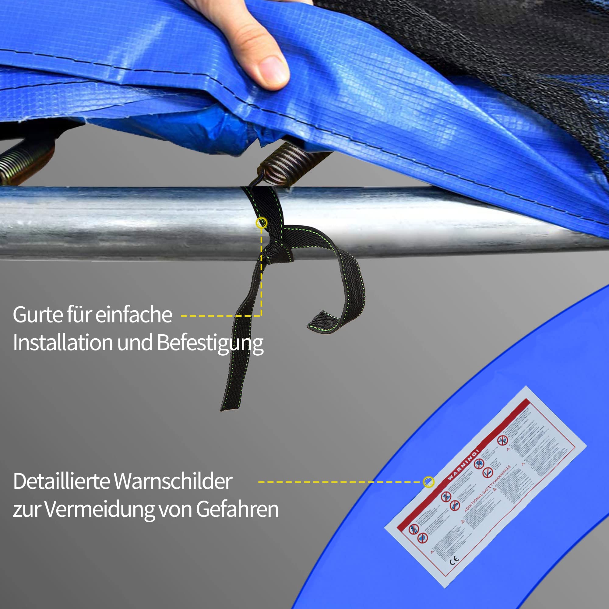 HOMCOM Trampolin Randabdeckung Sicherheitsnetz Wetterplane Leiter Randabdeckung: Ø 244cm