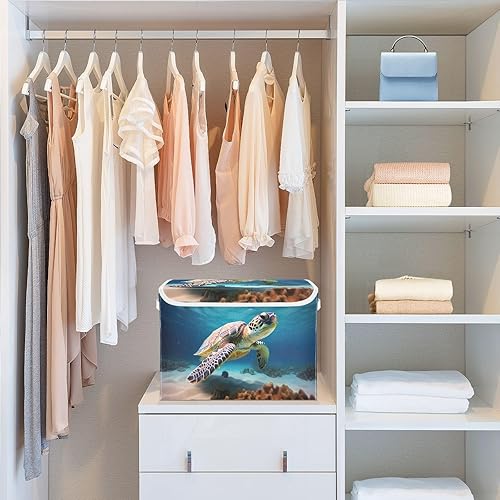 Miniatura 6 de Kigai Cesta de almacenamiento submarina con tapas y asa cubo de almacenamiento grande plegable para estantes armario dormitorio sala de estar 165 x