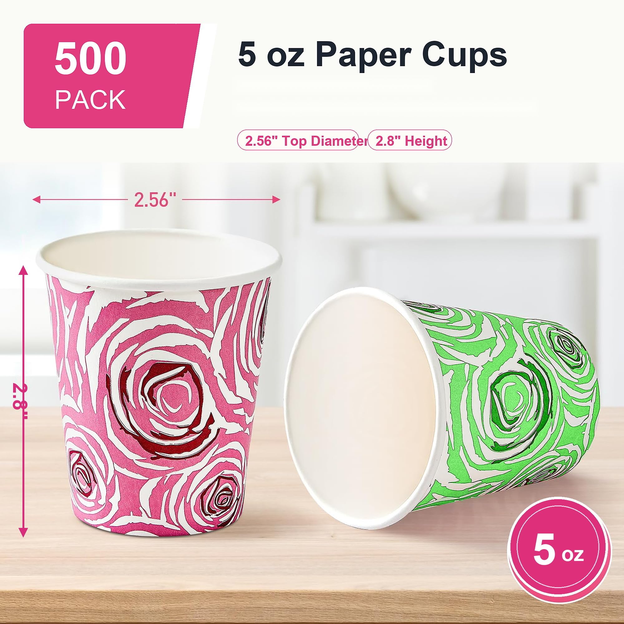 Paquete de 500 vasos de papel desechables de 5 onzas, vasos de papel coloridos, vasos pequeños para enjuague bucal, mini vasos de papel para fiestas, picnics, barbacoas, viajes y eventos