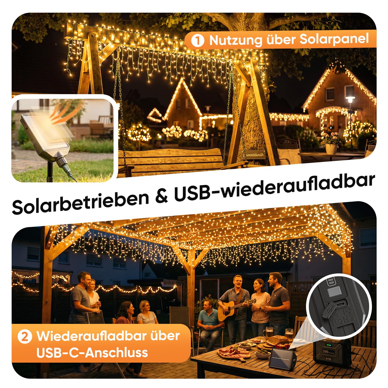 SALCAR Guirlande lumineuse solaire pour extérieur, 15,6 m, 480 LED, 13 modes, résistante aux intempéries, avec télécommande, pour jardin, balcon, décoration, blanc chaud