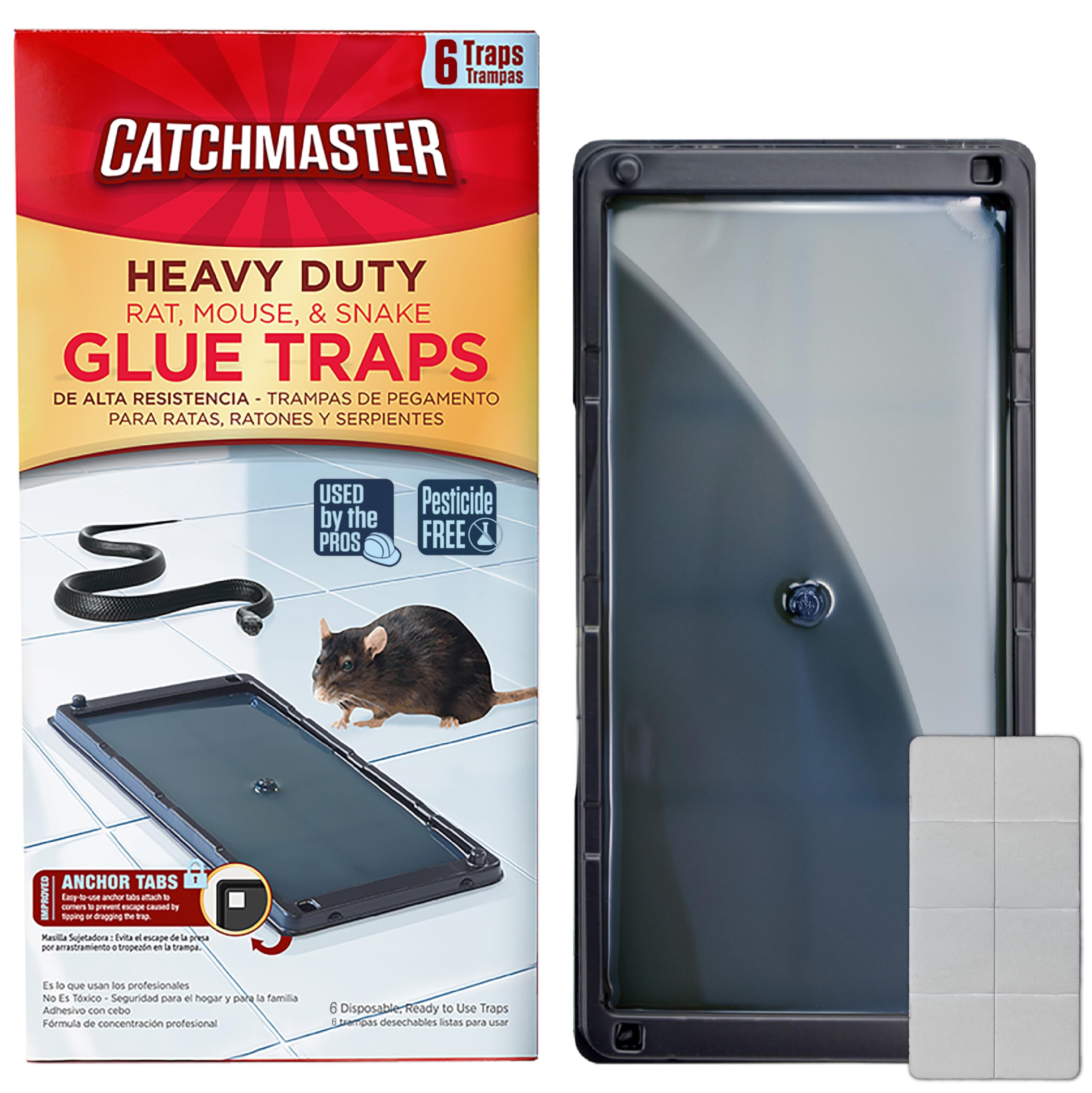 Rat & Mouse Glue Traps with Sticky Putty 6Pk, Large Bulk Glue Board, Rat & Mouse Traps Indoor for Home, Adhesive Plastic Tray for Snakes, Mice & Spiders, Pest Control for House & Garage