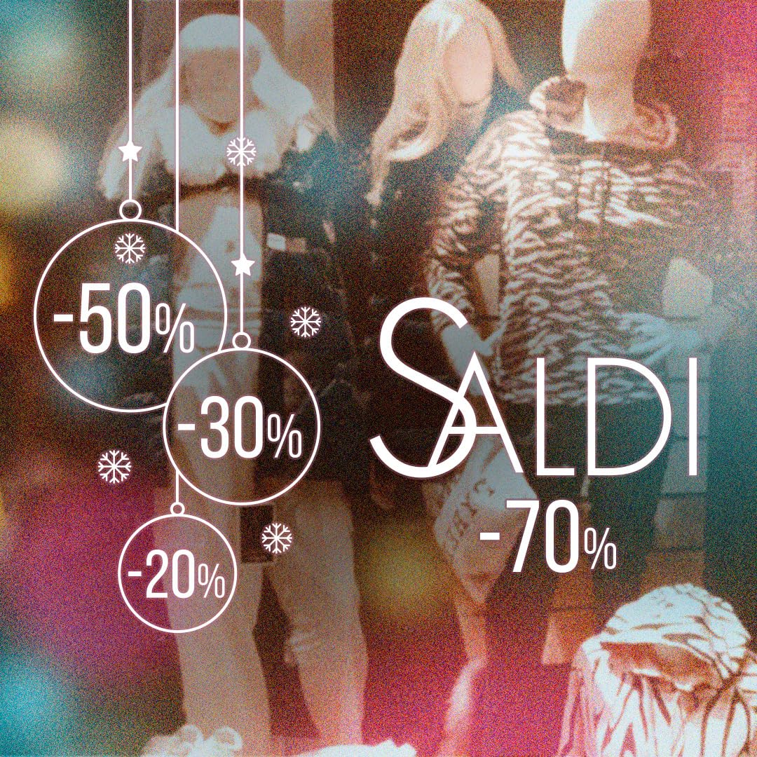 Adesivi Saldi Vetrofania Sconti Invernali, Adesivo Removibile per Vetrine Negozi, Sticker Adesivo per Vetro con Percentuale Sconto variabile