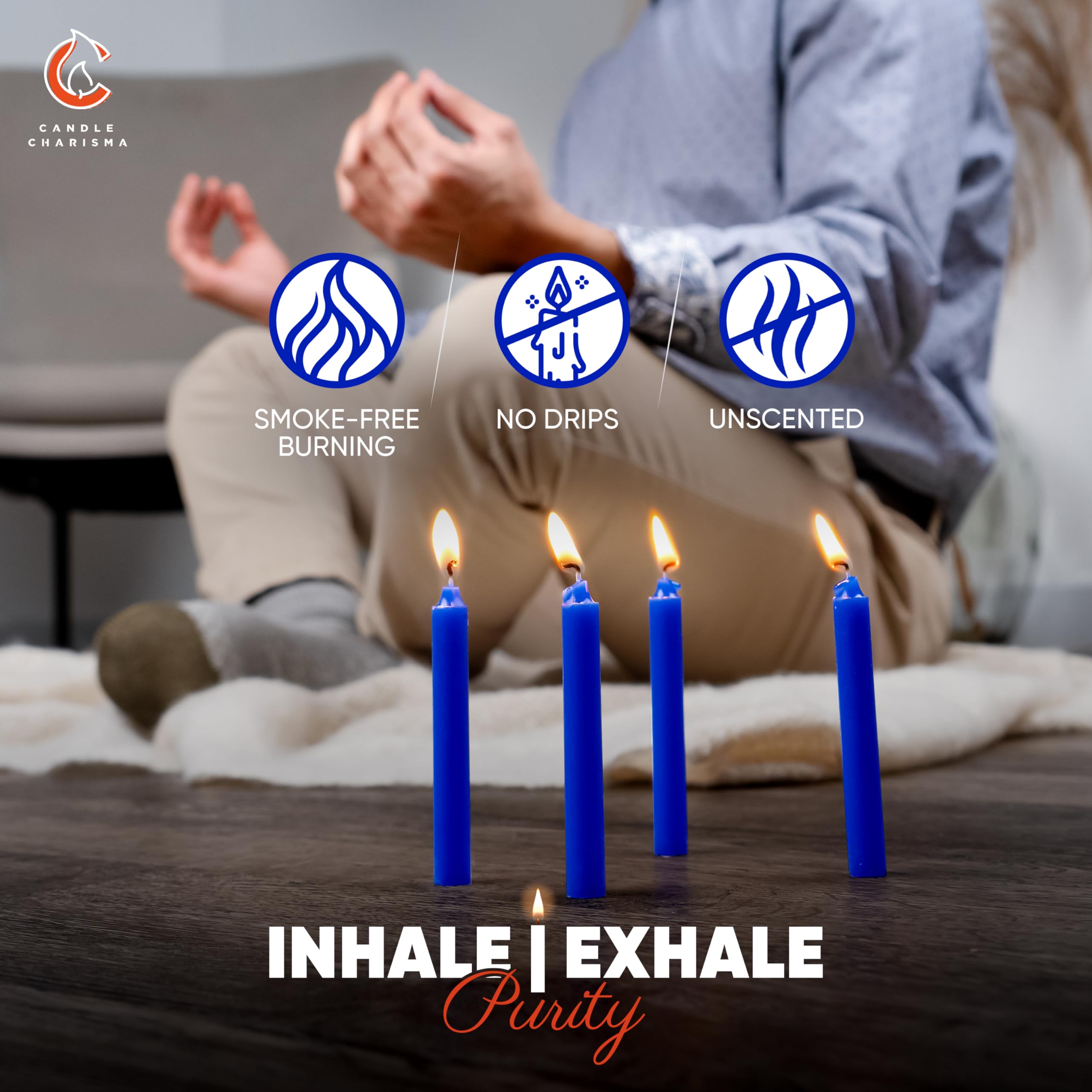 Candle Charisma 100 Blue Spell Candles, 4" Unscented Paraffin Chime Candles, Smokeless & Dripless, Colored Candles - Image 3