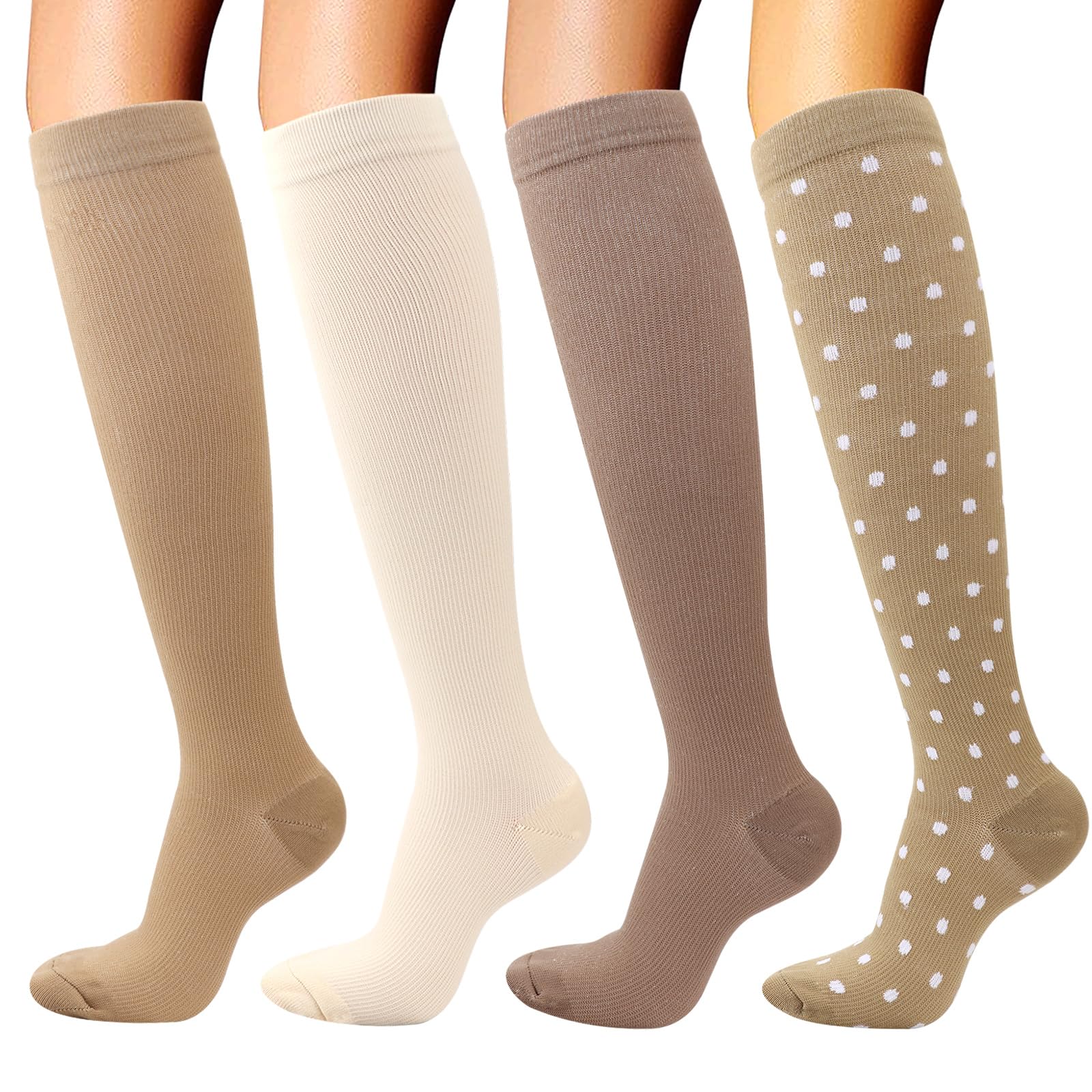 DRESHOW 4 Pairs Compression Socks For Women&Men Circulation Best Support for Athletic Running Cycling Travel