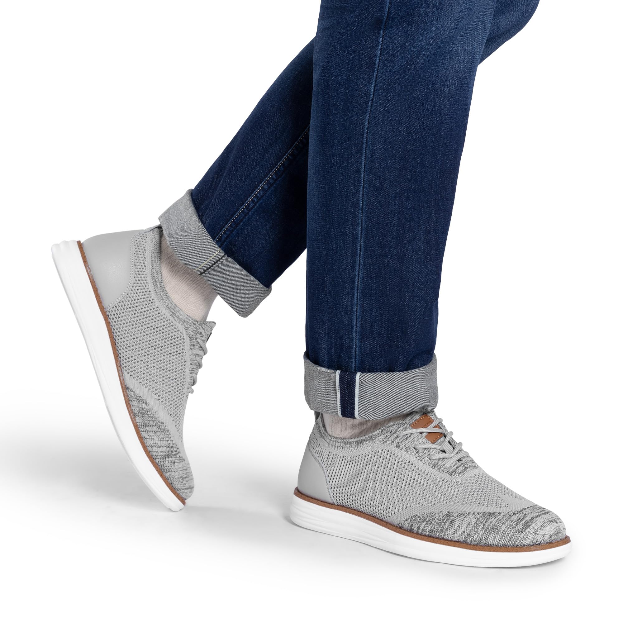 Bruno Marc Zapatos de Cordones Transpirables Zapatillas de Vestir Oxfords Clásico Formales Derby para Hombre Verano Casuales,Size 46,Gris Claro,GRAND-02